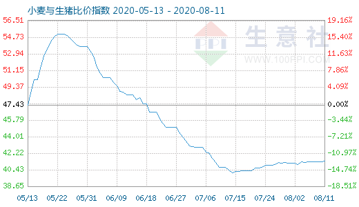 8月11日小麥與生豬比價指數圖